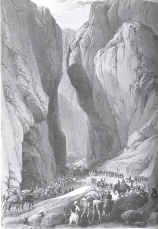  < L'armée de l'Indus s'engage dans la passe de Bolan >