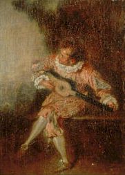 Watteau, Le donneur de sérénade, Chantilly Musée Condé © Giraudon 
