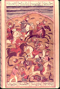 Combats entre musulmans et croisés, miniature arabe