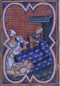  < Étienne Marcel fait assassiner les maréchaux sous les yeux du dauphin (enluminure de la BNF) >