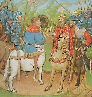  Godefroi de Bouillon et ses compagnons (miniature du XVe siècle, BM d'Amiens)