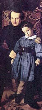  < Victor Hugo et son fils François-Victor, né en 1828 >