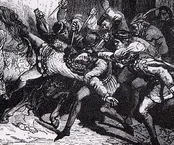 < assassinat de Louis d'Orléans (gravure de Paul Lehugeur, 1880) >