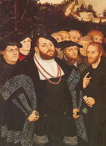  < Albert le Magnanime entre Martin  Luther et Philippe Melanchton, par Lucas Cranach l'Ancien >