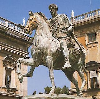  < Statue équestre de Marc-Aurèle (bronze antique) >