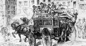  Omnibus parisien en 1855 (caricature), collection RATP/CNAM