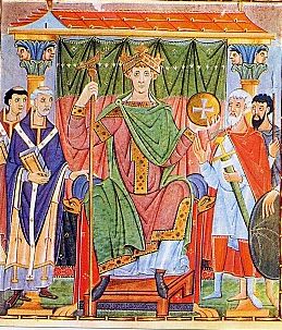  < OttonIII sur son trône (miniature du Xe siècle) >