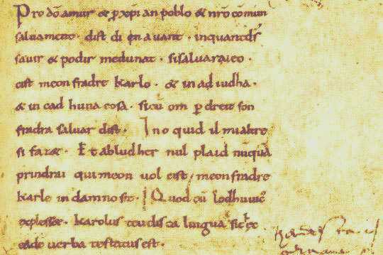  < Les serments de Strasbourg en langue romane (extrait) >