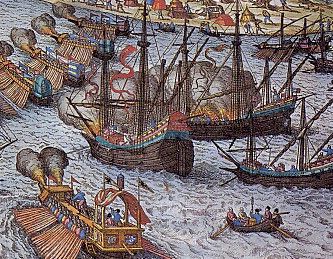  < la flotte de CharlesQuint devant Tunis (gravure) >