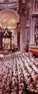 Cérémonie d'ouverture de Vatican II sous la coupole de Saint-Pierre