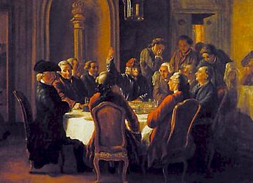 Le dîner des "philosophes" autour de Voltaire, par Jean Huber