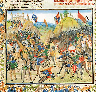 la bataille de Crecy (miniature des chroniques de Jean Froissart (XVe siècle)