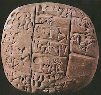 tablette d'écriture cunéiforme (2300 avant JC), musée d'Alep