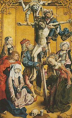 La déposition de la croix par le Maître du retable de Saint Barthélemy (vers 1500 - National Galery)