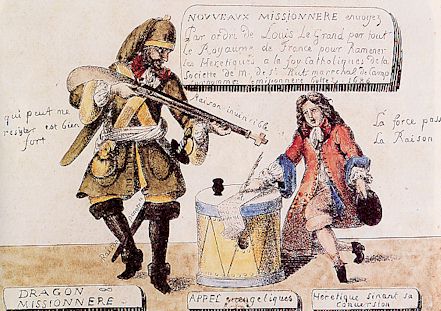 Les nouveaux missionnaires (lithographie de Engelmann d'après un dessin de 1686)