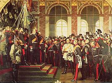 Proclamation de l'empire allemand à Versailles, d'après un tableau de von Werner
