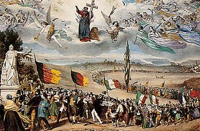  < Le printemps des peuples, d'après une lithographie romantique de 1848 >