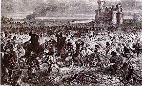 La Jacquerie de mai-juin 1358, réprimée dans le sang : 15 000 "Jacques" sont massacrés.