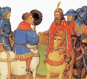 Godefroi de Bouillon partant pour la croisade (XVe siècle, Bibliothèque municipale, Amiens)