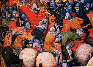 La bataille de Crécy (1346). Miniature du XVe siècle.  British Museum