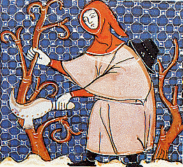 La taille de la vigne : miniatiure du XIIIe. Escurial, bibliothèque royale (Espagne)