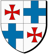 Ecartelé : au premier et au quatrième d'argent à la croix pattée et alésée de gueules, au deuxième et au troisième d'argent à la croix d'azur