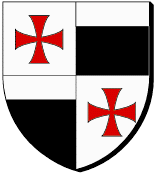 Ecartelé : au premier et au quatrième d'argent à la croix pattée et alésée de gueules, au deuxième et au troisième de sable au chef d'argent