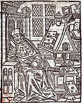 Chrétien de Troyes dans son cabinet de travail